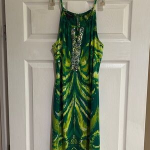 INC International Concepts Green Yellow Halter Sundress
